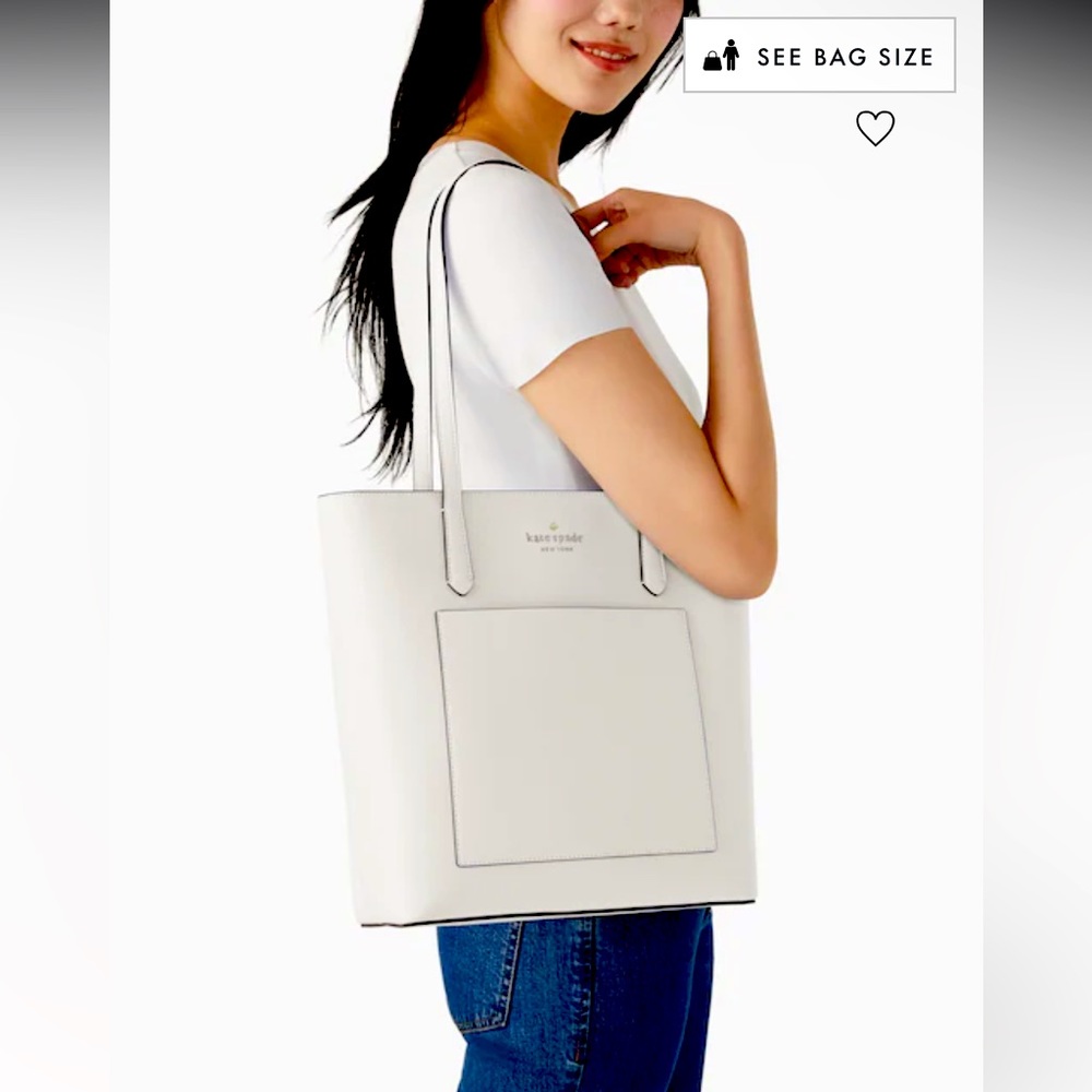 Kate Spade White Saffiano Tote, PINK Lining NWT 🤍💗🤍💗